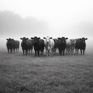 Black and White Cattle Photography Print